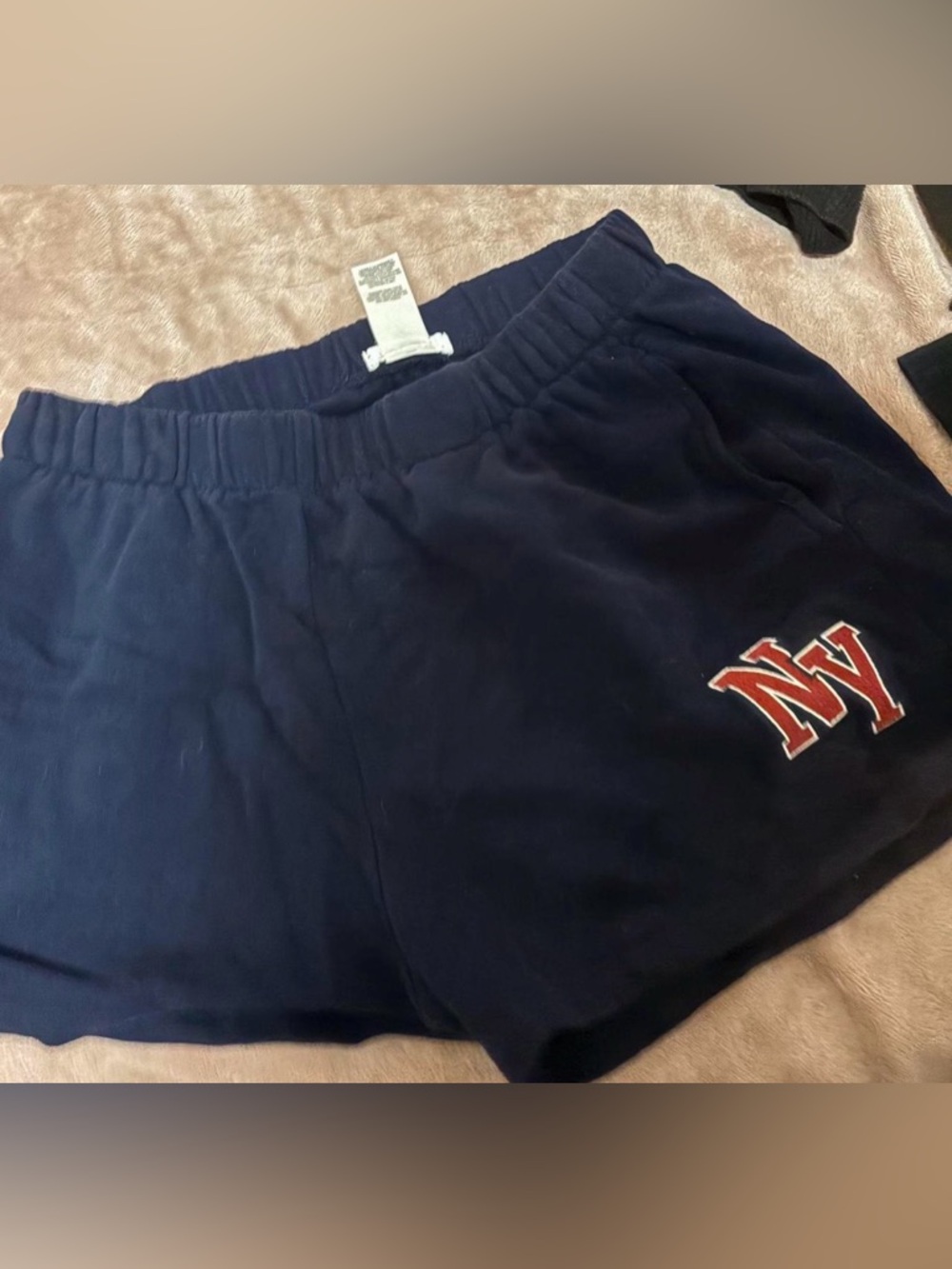 Navy blue Garage shorts with red NY embroidery #NYC